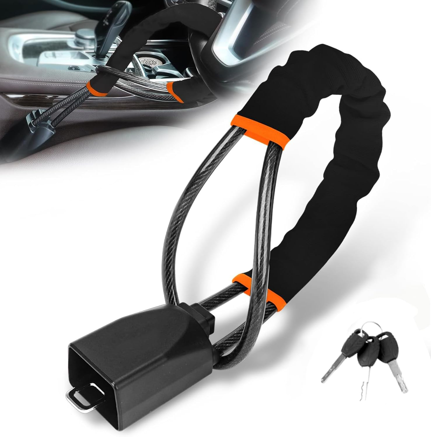 Vodreach anti-theft steering wheel lock with two keys